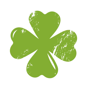 Rustic Green Four-Leaf Clover Shamrock Clipart Design with Textured Edges