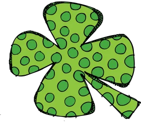 Whimsical Green Polka Dot Shamrock Four-Leaf Clover Clipart Design