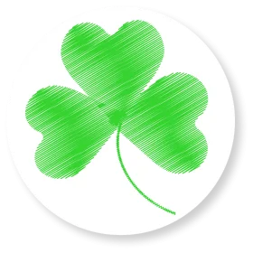 Whimsical Green Shamrock Clipart with Soft Scribbled Texture and White Background