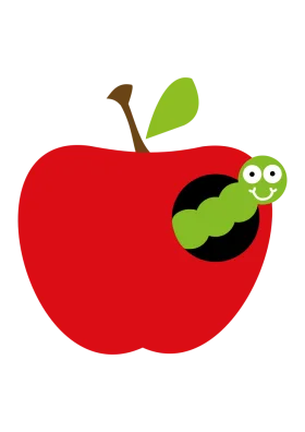 Cheerful Cartoon Apple Clipart with Playful Worm Peeking Through