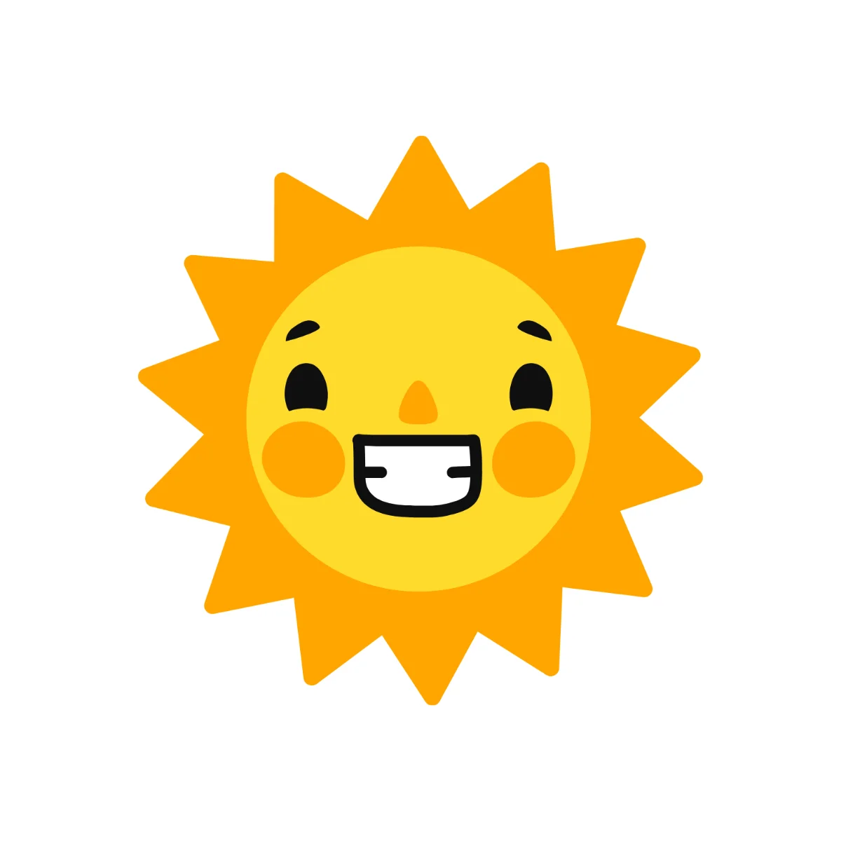 Cheerful Cartoon Sunshine Clipart with Adorable Smiling Face and Radiant Rays