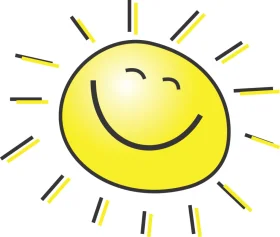 Cheerful Cartoon Sunshine Clipart with Radiant Smiley Face Illustration