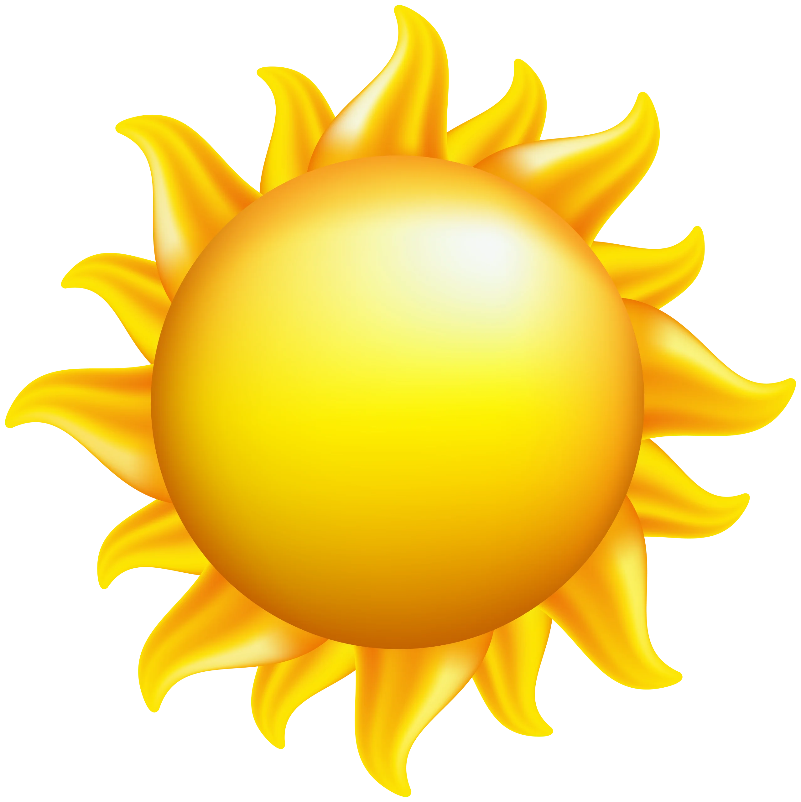 Cheerful Radiant Golden Sun Clipart - Bright Sunny Day Illustration
