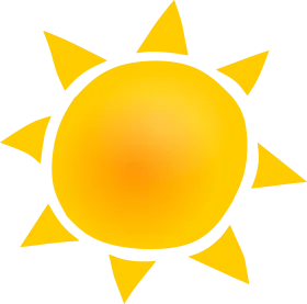 Cheerful Radiant Yellow Sunshine Clipart with Geometric Triangular Rays