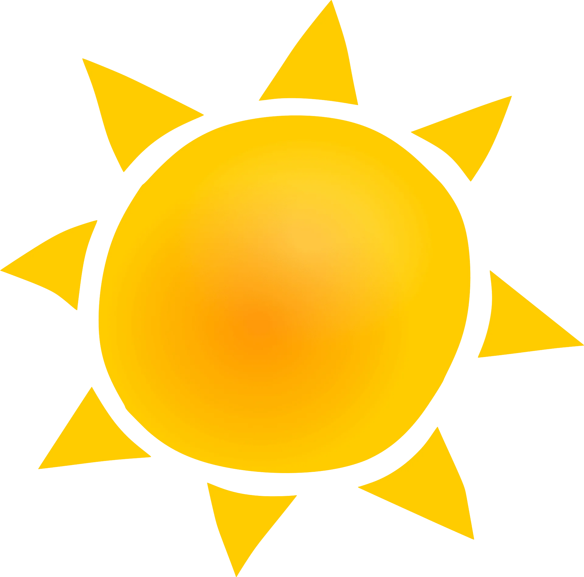 Cheerful Radiant Yellow Sunshine Clipart with Geometric Triangular Rays