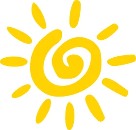 Cheerful Sun Spiral Clipart: Radiant Yellow Sunshine Emblem with Swirling Warmth