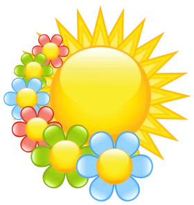 Cheerful Sunshine and Blooming Flowers Clipart: A Burst of Radiant Springtime Joy
