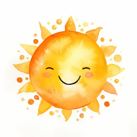 Cheerful Sunshine Clipart: Adorable Smiling Sun with Warm Radiant Glow