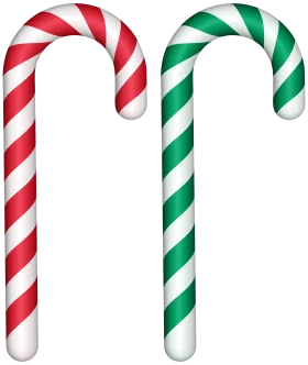 Classic Christmas Candy Cane Clipart: Traditional Red and Green Festive Striped Treats