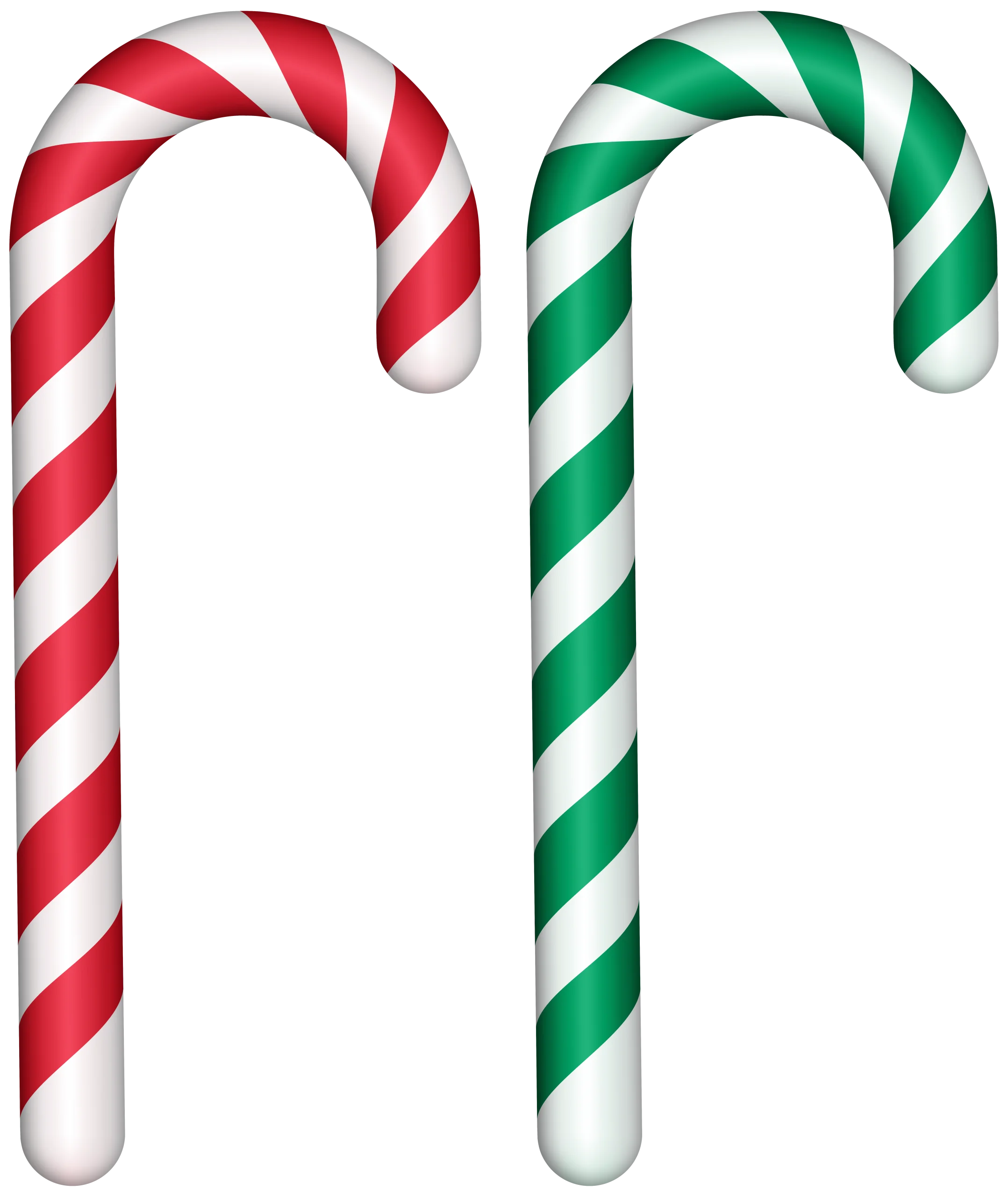 Classic Christmas Candy Cane Clipart: Traditional Red and Green Festive Striped Treats
