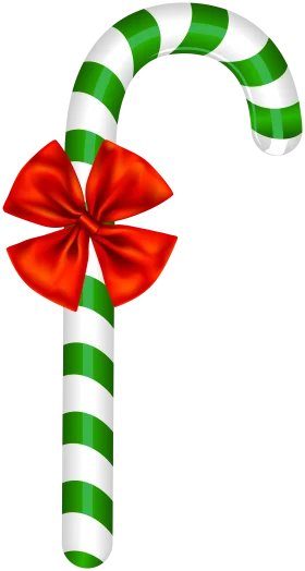 Classic Christmas Candy Cane Clipart with Festive Green and White Stripes