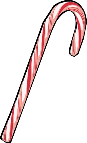 Classic Peppermint Candy Cane Clipart - Traditional Holiday Sweet Treat Design
