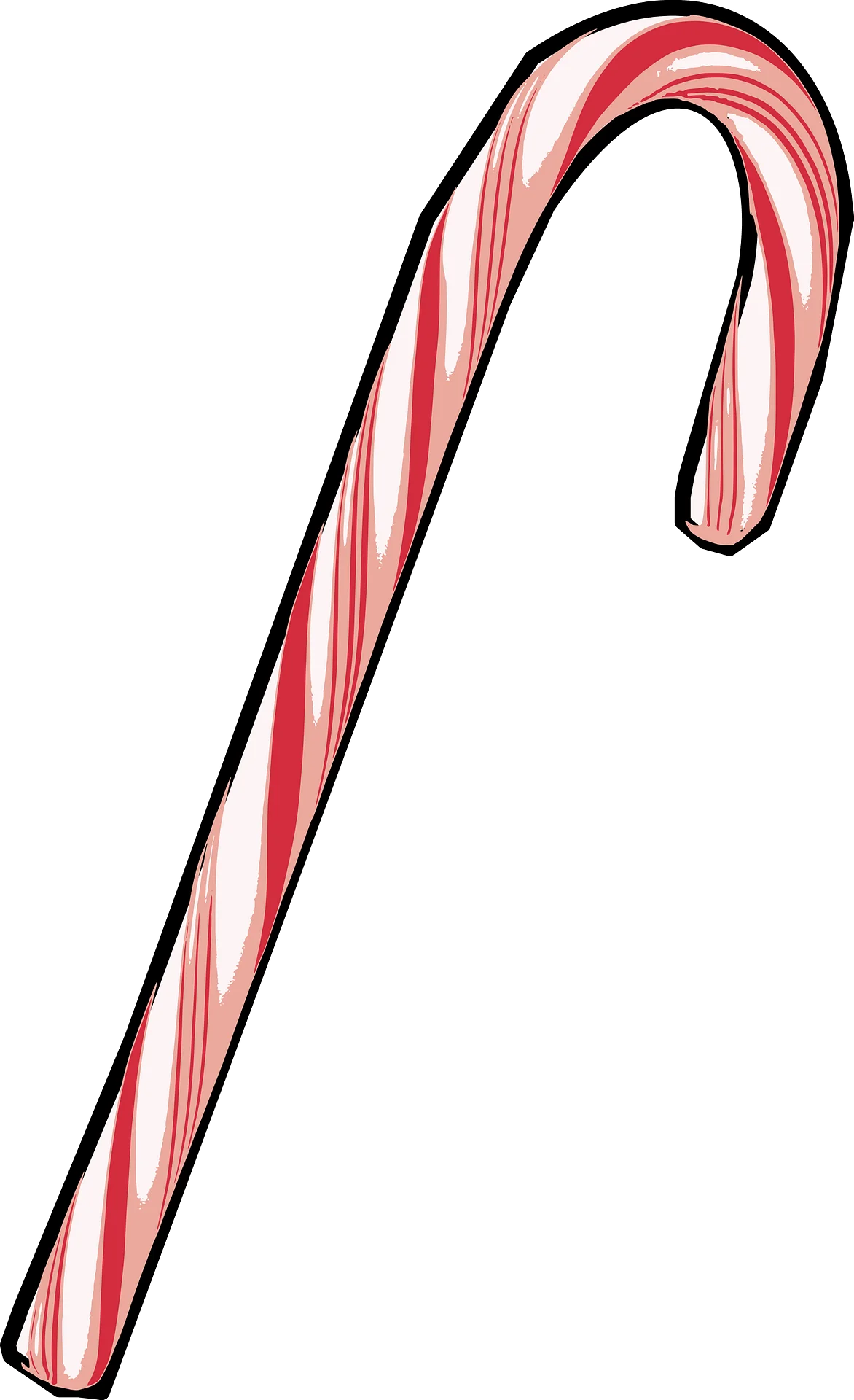 Classic Peppermint Candy Cane Clipart - Traditional Holiday Sweet Treat Design