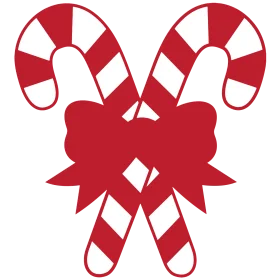 Classic Red and White Interlocked Candy Cane Clipart Design with Festive Bow