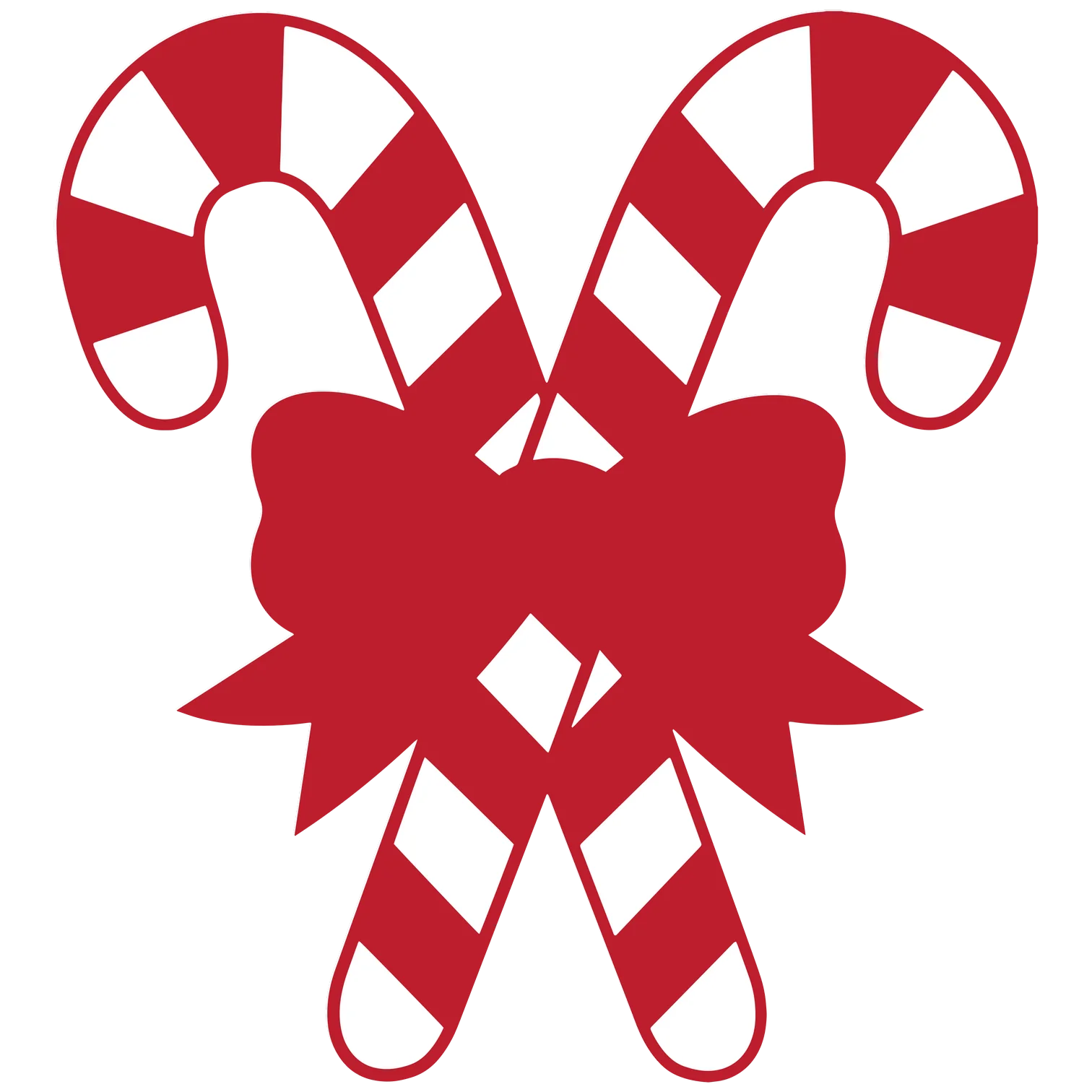Classic Red and White Interlocked Candy Cane Clipart Design with Festive Bow