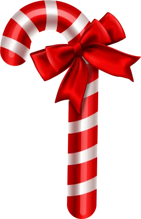 Classic Red and White Striped Christmas Candy Cane Clipart with Festive Bow