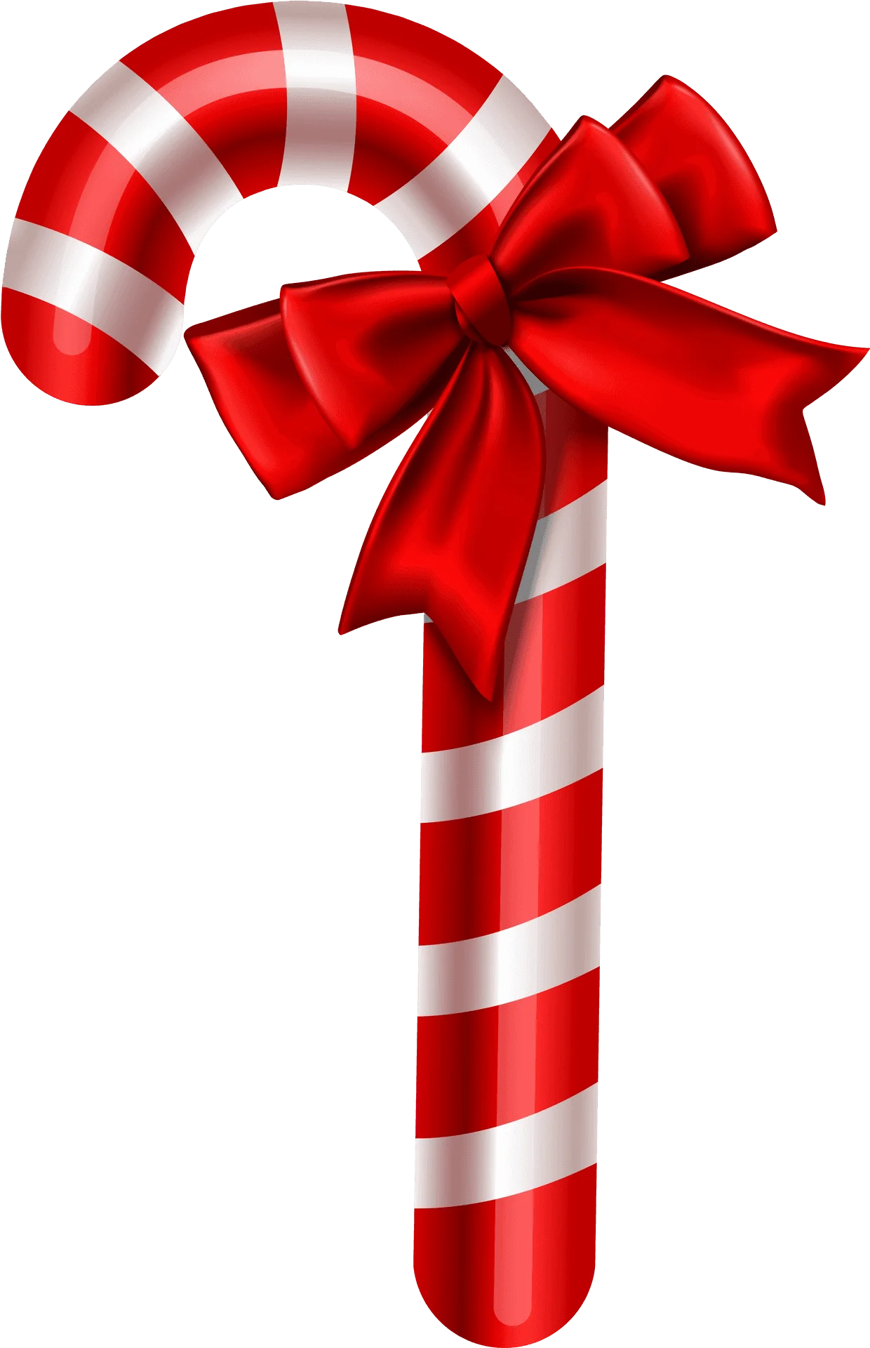 Classic Red and White Striped Christmas Candy Cane Clipart with Festive Bow