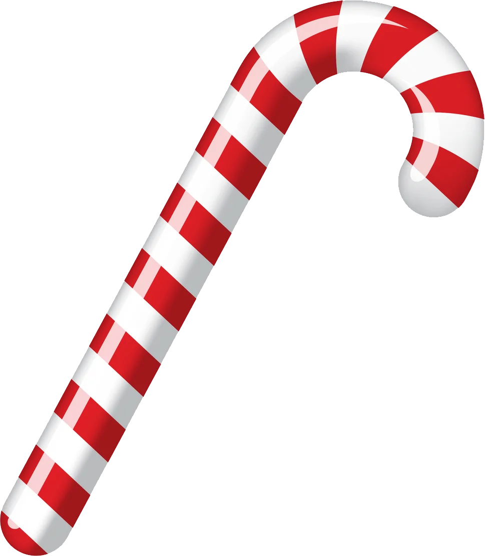 Classic Red and White Striped Christmas Candy Cane Festive Clipart Design