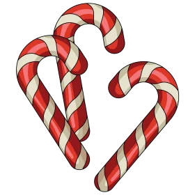 Classic Red and White Striped Christmas Candy Cane Festive Clipart Design