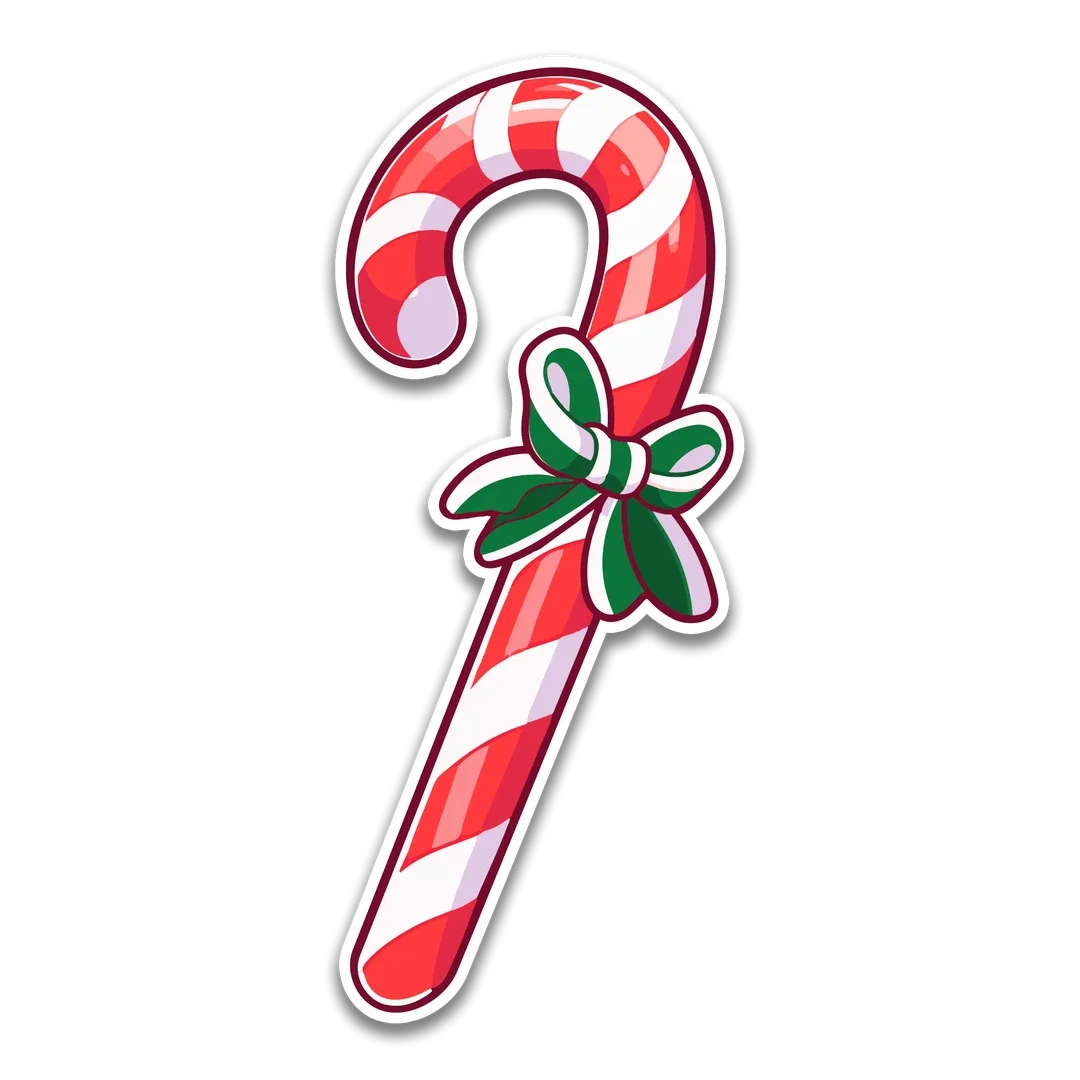 Classic Red and White Striped Christmas Candy Cane Festive Holiday Clipart Design
