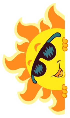 Cool Cartoon Sunshine Clipart: Cheerful Sunbeam Wearing Stylish Shades
