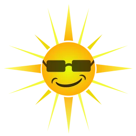 Cool Smiling Sunshine Clipart with Stylish Sunglasses Radiating Cheerful Warmth