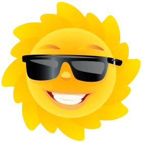 Cool Sunshine Clipart: Cheerful Sun Character Wearing Stylish Sunglasses