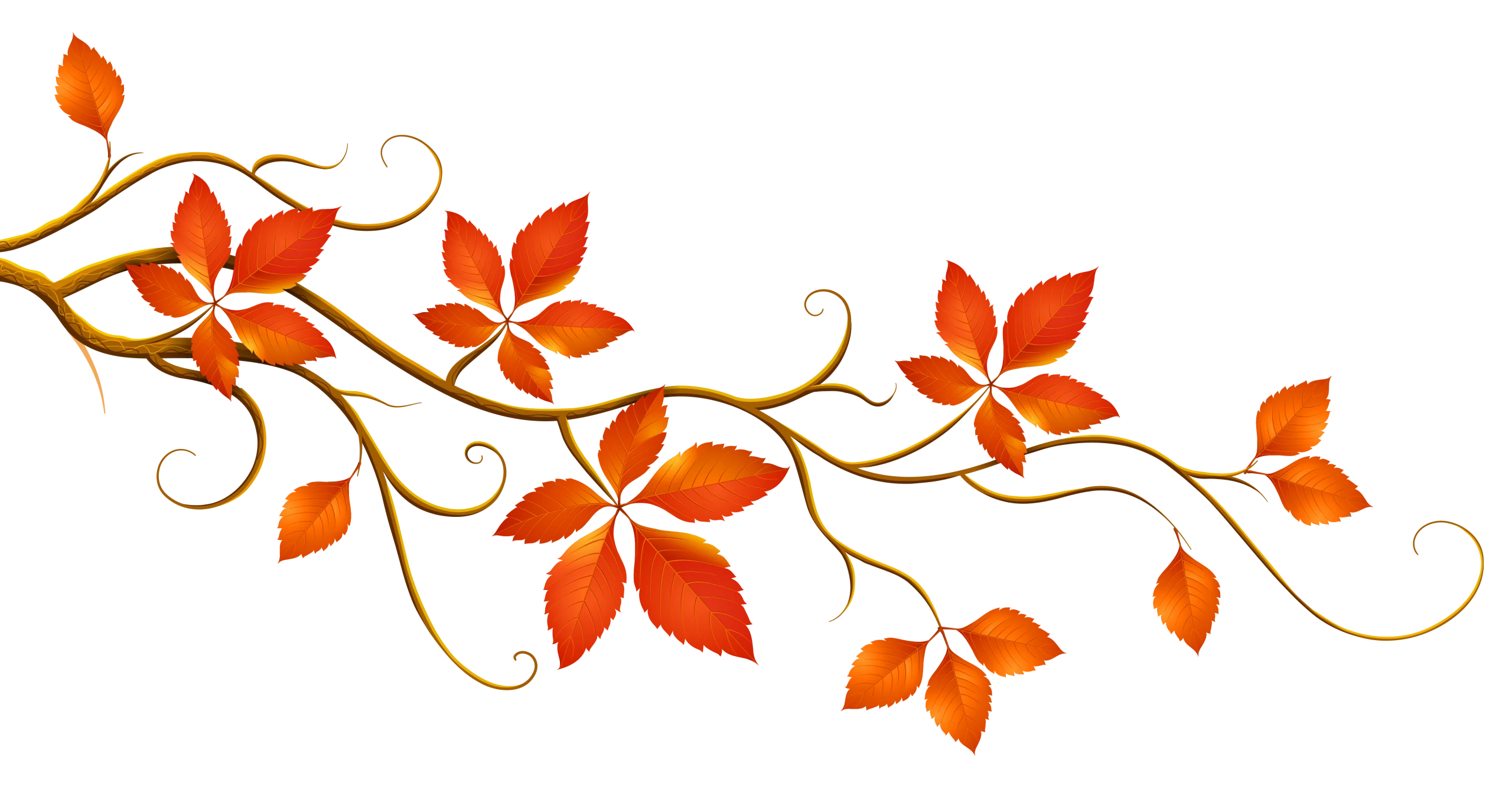 Elegant Autumn Leaves Animation Clipart with Flowing Botanical Design