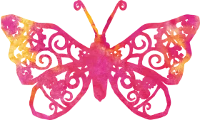 Elegant Filigree Butterfly Clipart with Watercolor Gradient Wings