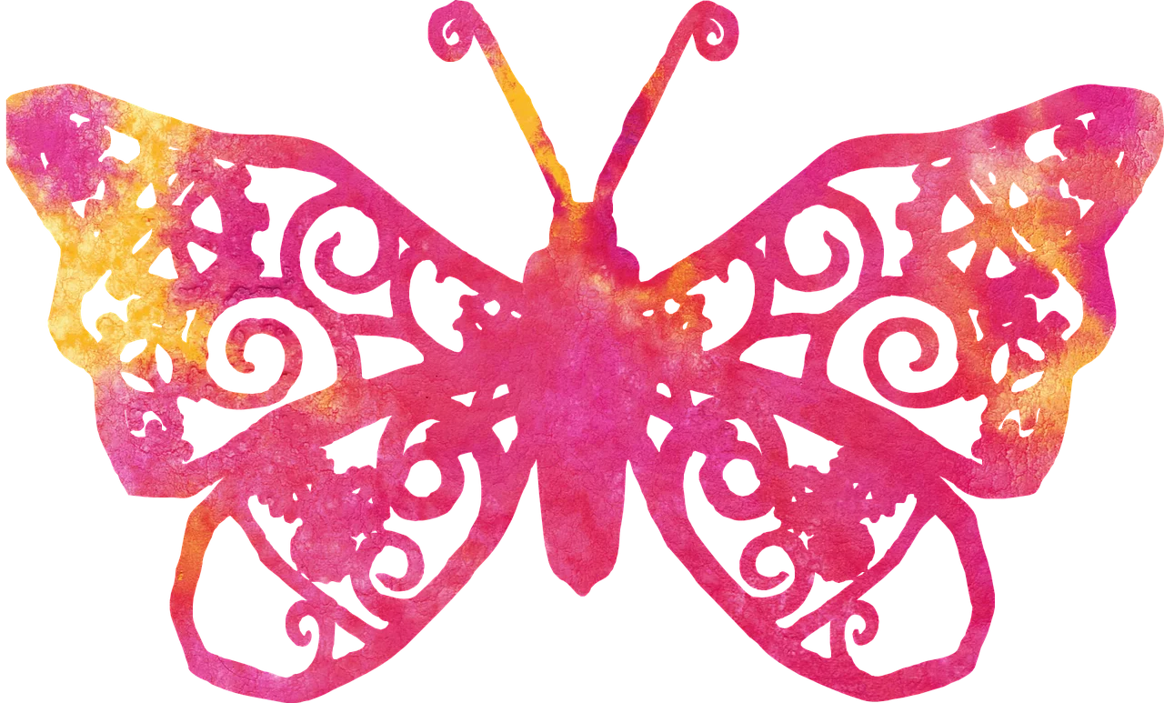 Elegant Filigree Butterfly Clipart with Watercolor Gradient Wings