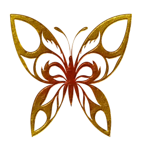 Elegant Golden and Rust Butterfly Silhouette Clipart with Intricate Design