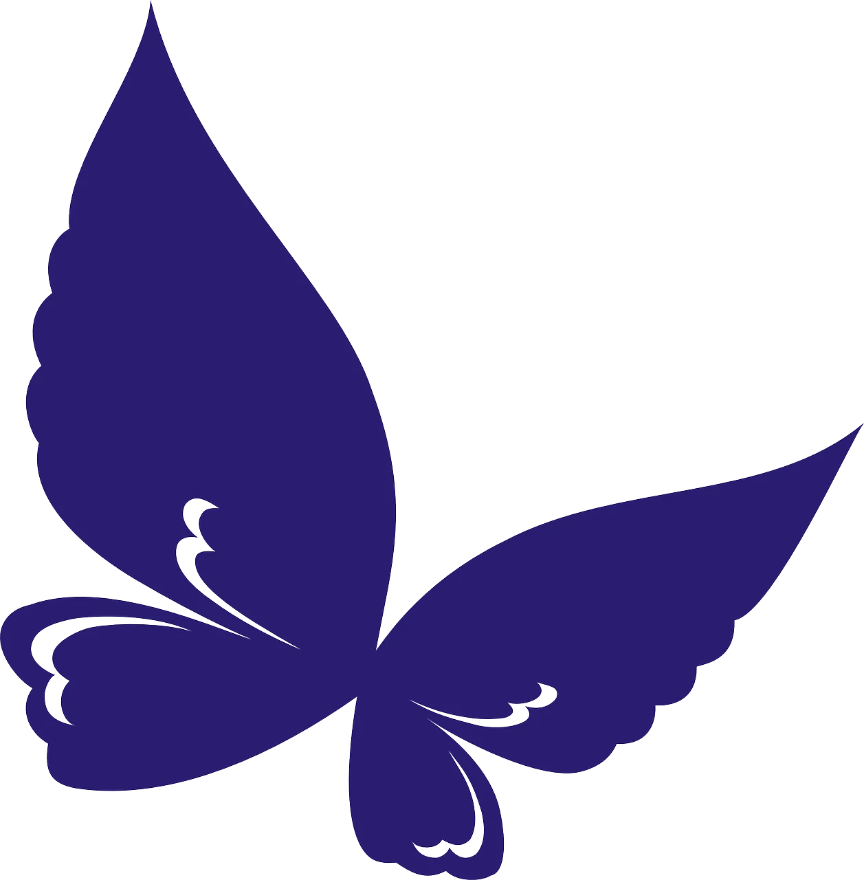 Elegant Navy Blue Butterfly Silhouette Clipart Design for Creative Projects