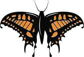 Elegant Swallowtail Butterfly Silhouette Clipart Design with Orange and Black