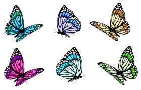 Enchanting Butterfly Collection: Six Unique Winged Creatures Clipart Design