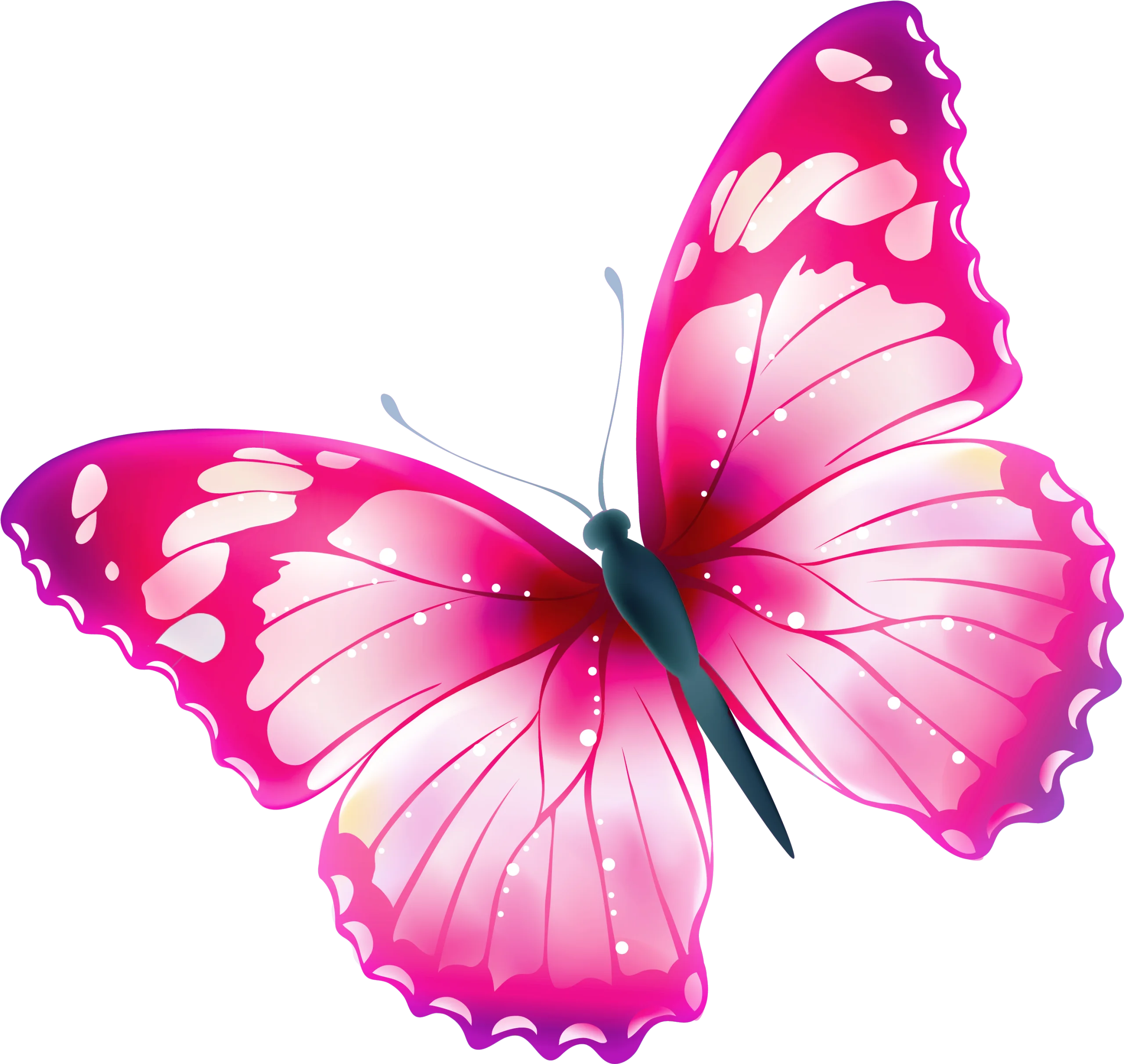 Enchanting Pink Butterfly Clipart with Delicate Wing Patterns and Soft Gradient