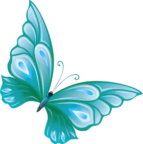Ethereal Turquoise Blue Butterfly Clipart with Delicate Wing Patterns