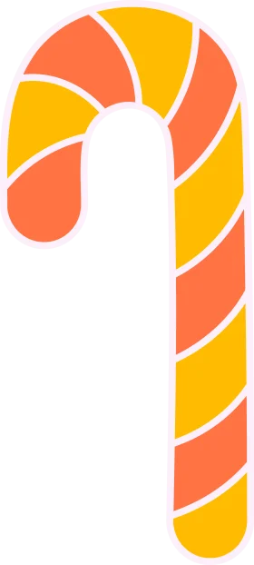 Festive Candy Cane Clipart with Warm Orange and Yellow Spiral Design
