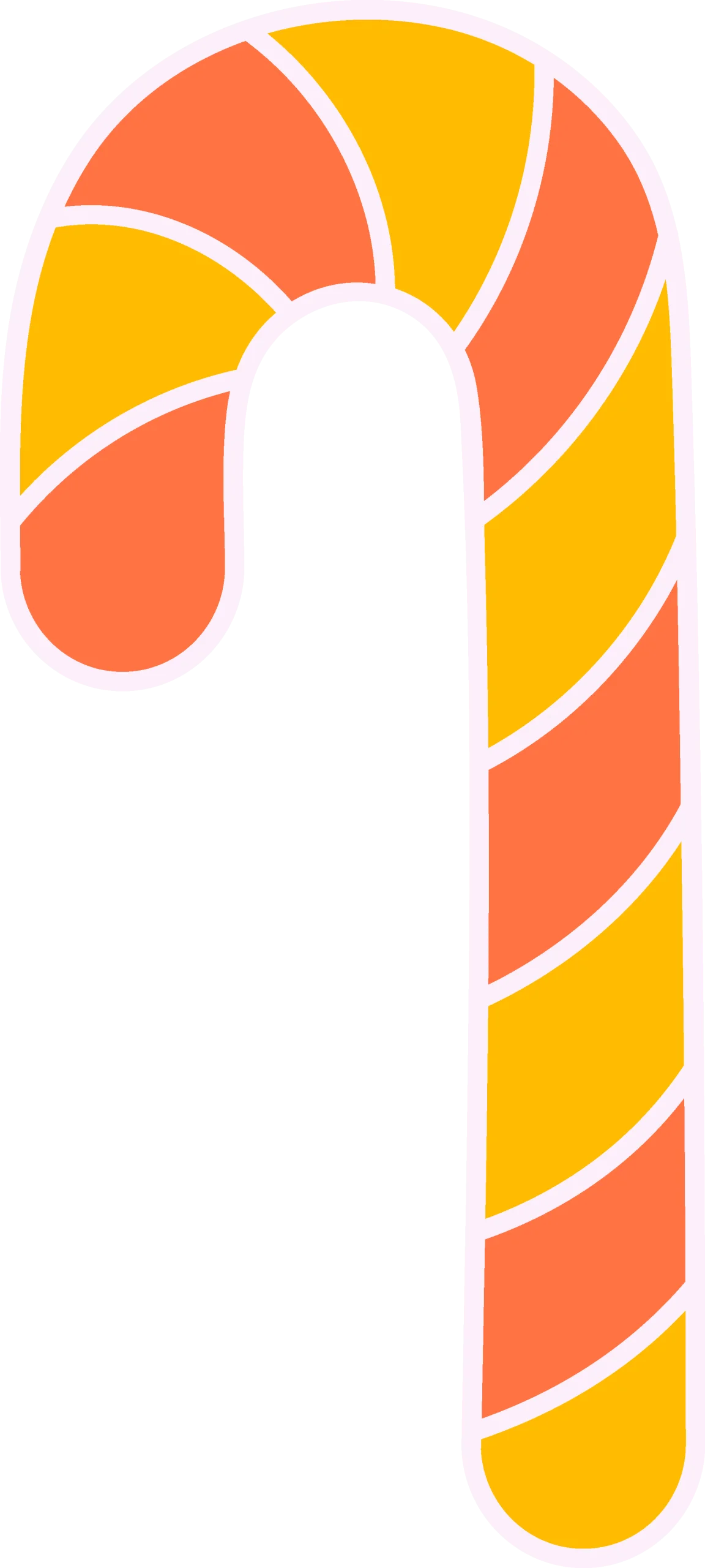 Festive Candy Cane Clipart with Warm Orange and Yellow Spiral Design