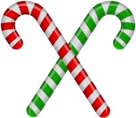 Festive Christmas Candy Cane Clipart: Red and Green Striped Holiday Delight