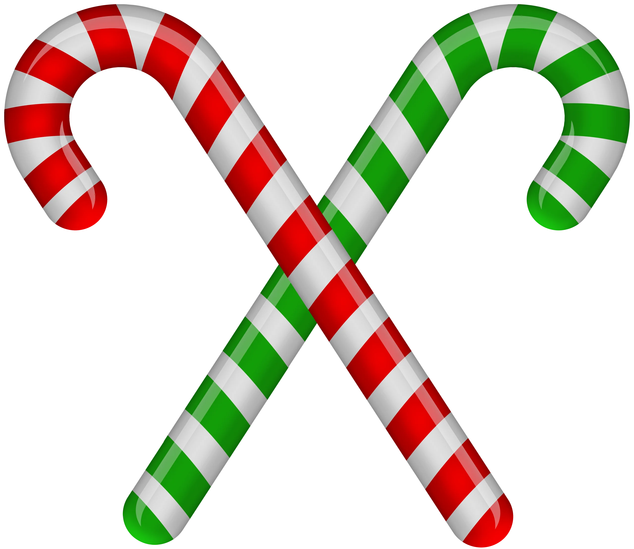Festive Christmas Candy Cane Clipart: Red and Green Striped Holiday Delight