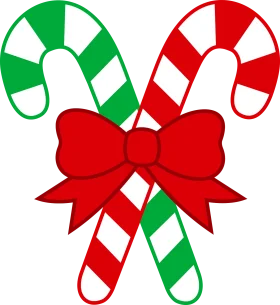 Festive Christmas Candy Cane Clipart with Elegant Red Bow Decoration