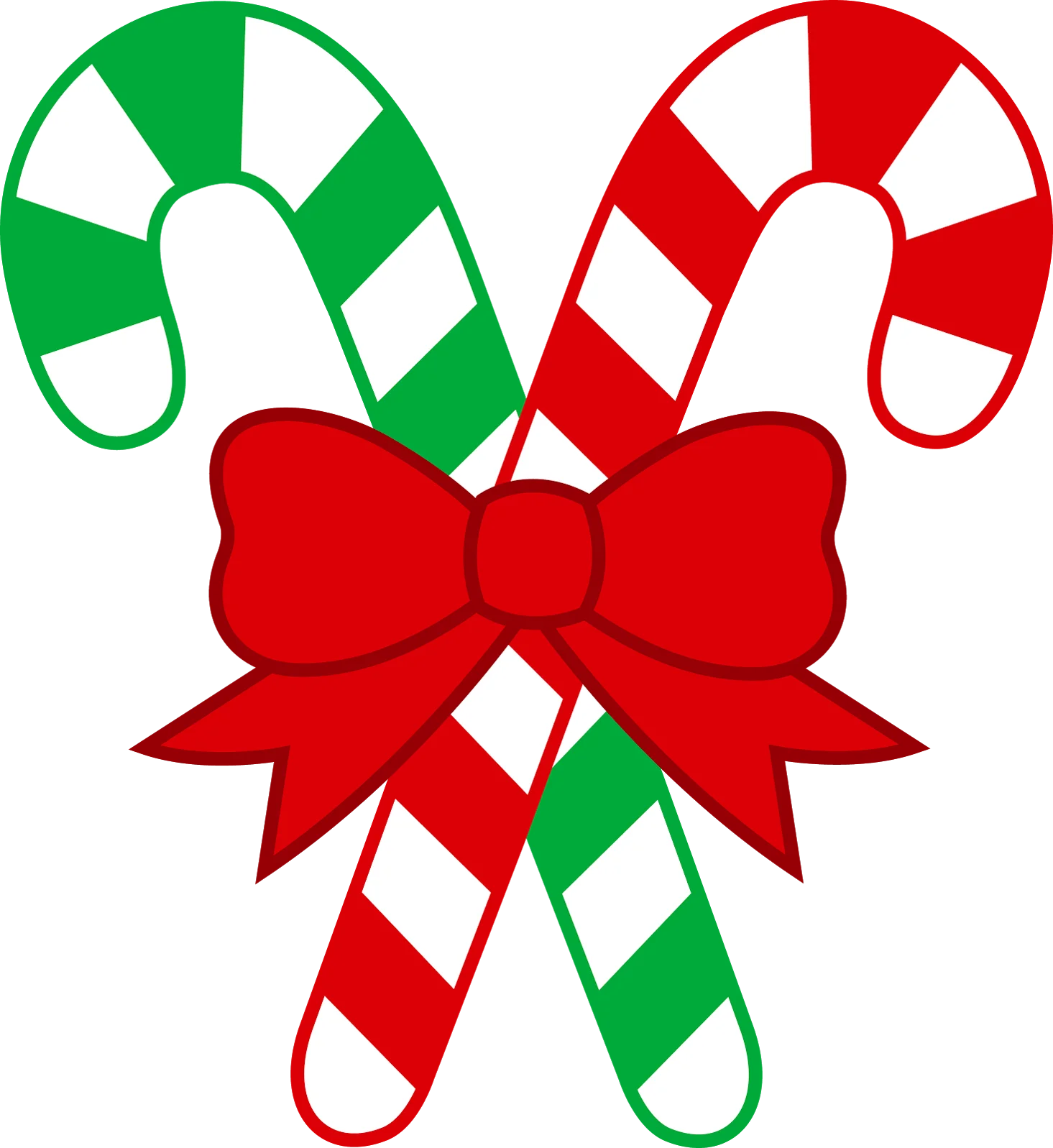 Festive Christmas Candy Cane Clipart with Elegant Red Bow Decoration