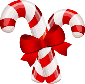 Festive Christmas Candy Cane Clipart with Elegant Red Ribbon Decoration