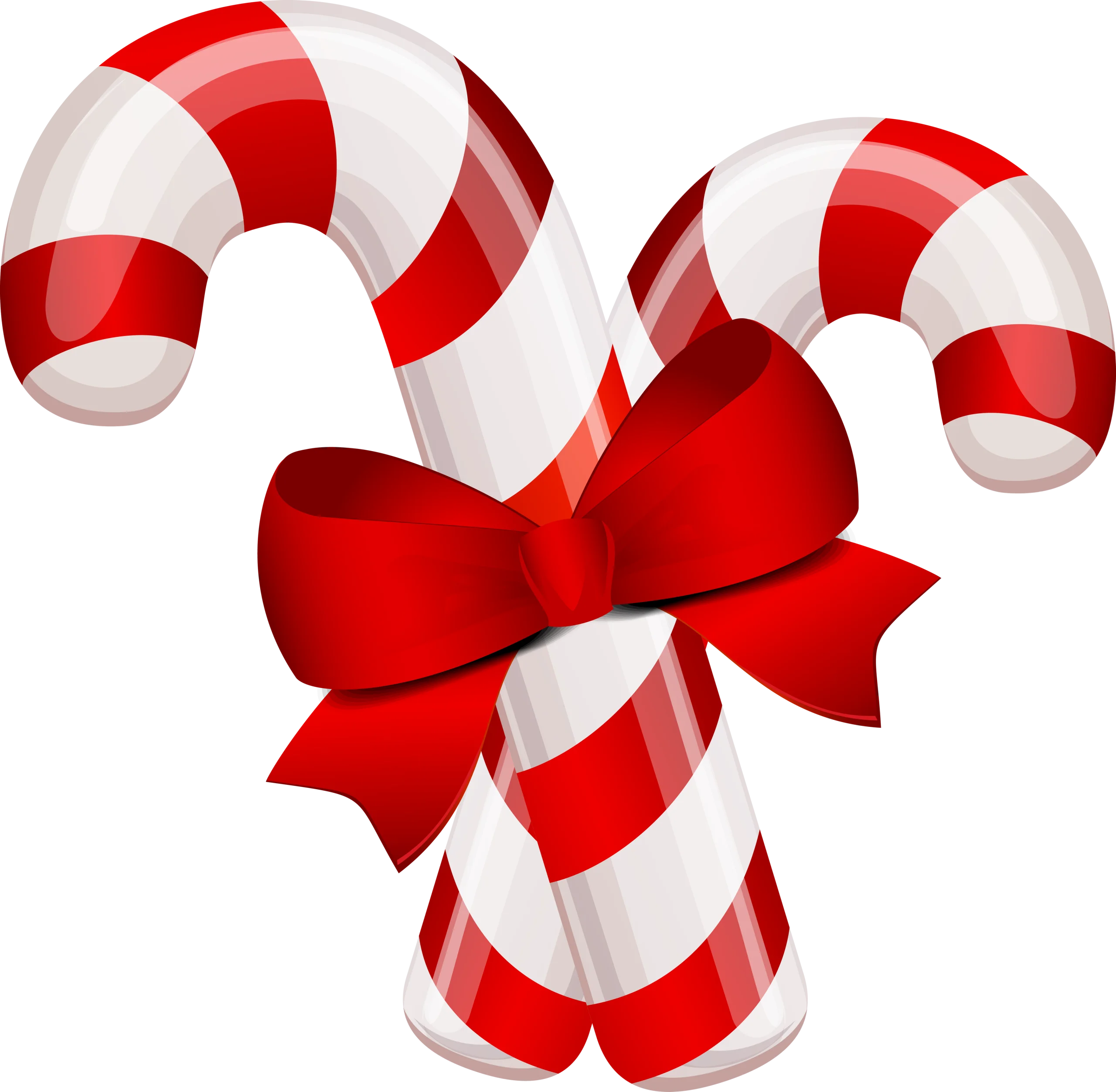 Festive Christmas Candy Cane Clipart with Elegant Red Ribbon Decoration