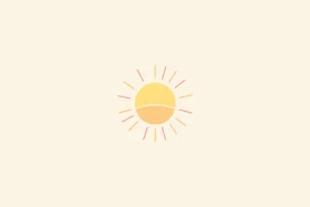 Minimalist Sunshine Clipart with Warm Golden Rays Spreading Cheerful Energy
