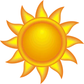 Radiant Golden Sun Clipart: Cheerful Rays of Warmth and Luminescent Energy