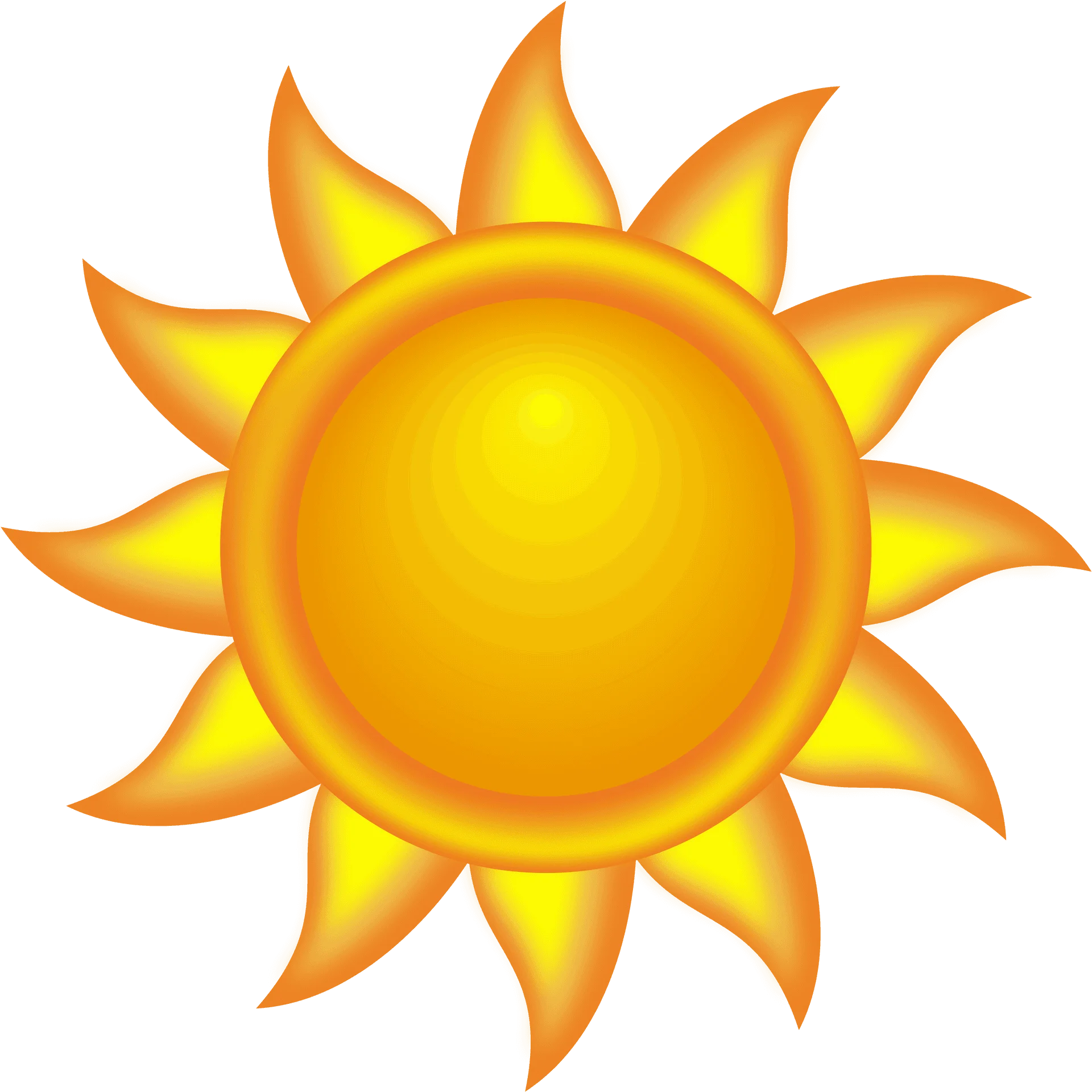 Radiant Golden Sun Clipart: Cheerful Rays of Warmth and Luminescent Energy