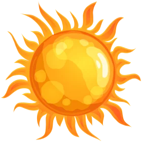 Radiant Golden Sun Clipart with Swirling Flame-Like Rays Illuminating Brightness