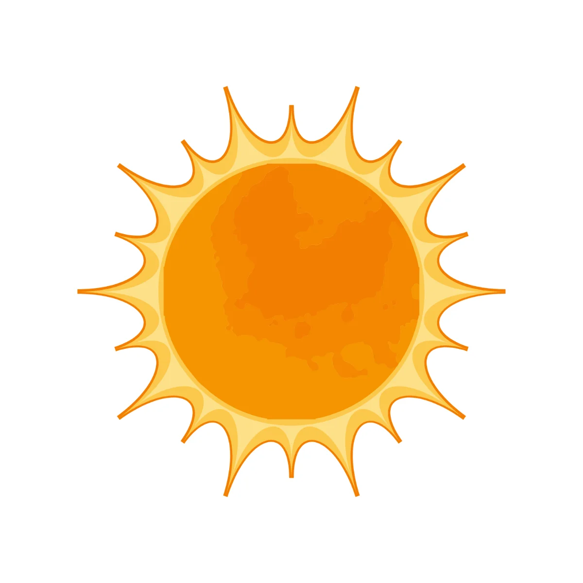 Radiant Golden Sunshine Clipart with Pointed Rays Illuminating Artistic Design