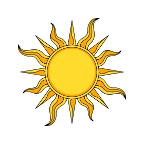 Radiant Golden Sunshine Clipart with Swooping Pointed Sun Rays
